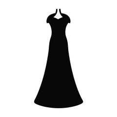 a line dress vector silhouette icon, black and white illustration of clothing.