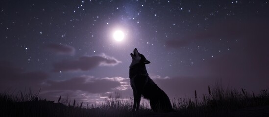 Night Wolf Howls at the Moon
