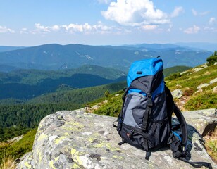 Wanderrucksack in der Berglandschaft