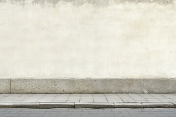 Blank urban wall with sidewalk