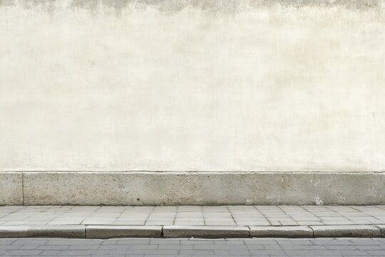 Fototapeta Blank urban wall with sidewalk