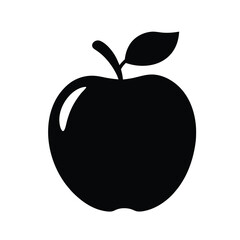 apple vector silhouette icon, black and white illustration of fruits.