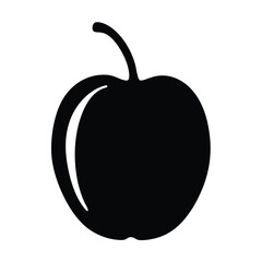 apricot vector silhouette icon, black and white illustration of fruits.