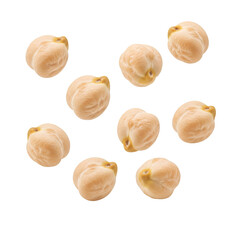 Fototapeta premium Falling Chickpeas isolated on a transparent background 