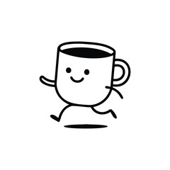 Happy Cartoon Coffee Cup Running Illustration
