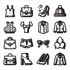 Fototapeta premium vector collection of clothing icon clipart in editable line style