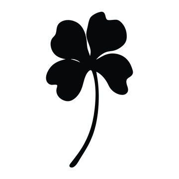 black four-leaf clover on white background clip art preview