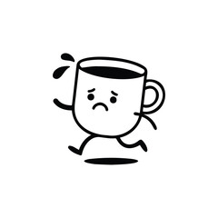 Sad Coffee Cup Running Cartoon Vector
