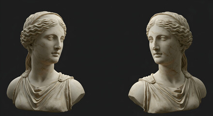 Fototapeta premium Elegant Marble Bust of Classical Female Sculpture with Detailed Features