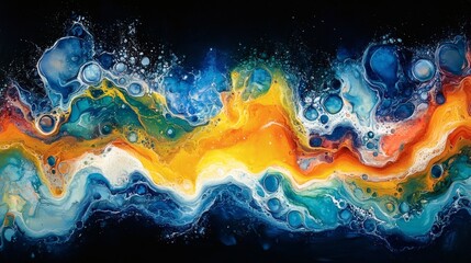 Abstract painting with flowing colors