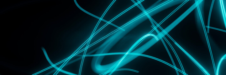 Bright and vibrant neon lines swirl in an abstract design