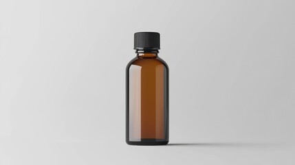Fototapeta premium Amber glass bottle mockup on plain background
