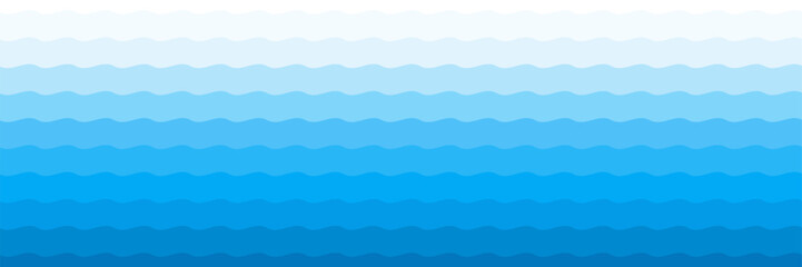 Sea wave geometric background template. Blue layered water wavy pattern.