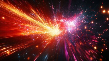 Fototapeta premium Cosmic symphony a vibrant burst of celestial colors and energy illuminating the darkness an abstract artwork of interstellar phenomena