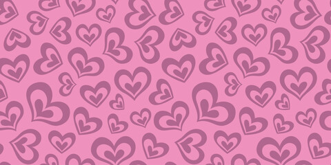 Love heart seamless pattern illustration. Cute romantic hearts background print. Valentine's day holiday backdrop texture, romantic wedding design.