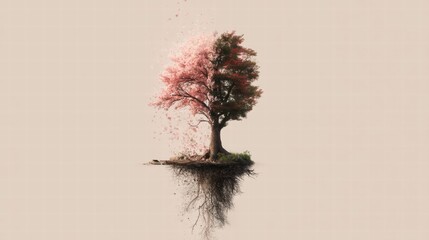 Creative illustration of a vibrant tree symbolizing well-being and harmony in nature