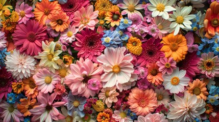 Colorful Flower Background with Vibrant Blooms and Detailed High-Resolution Backdrop