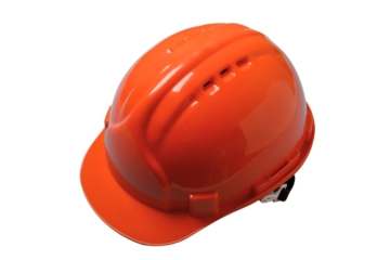 Orange hard hat represents safety and dedication on Labor Day, isolated on white, PNG