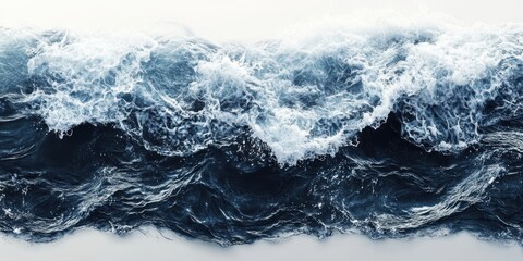 Powerful Ocean Wave Close Up Blue Water and White Foam Texture