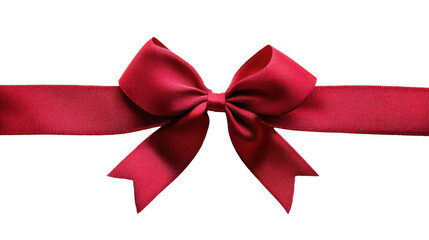 Fototapeta premium Elegant Red Satin Bow on a Beautiful Ribbon Perfect for Decorati