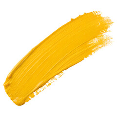 Yellow paint stroke on transparent background