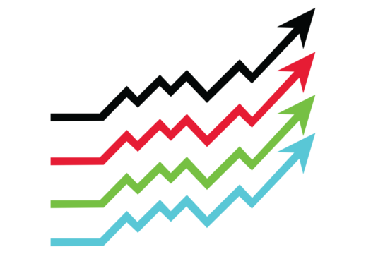 Business graph arrow on transparent background.