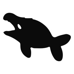 Vector Silhouette Collection of Marine Life: Various Fish, Dolphins, Sea Plants, and Bubbles, Black and White Illustration Set: Diverse Shapes of Fish, Dolphins, Algae, Air Bubbles in Vector Format