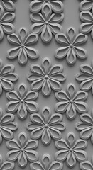 Subtle Gray Floral 3D Relief: Textured Elegance