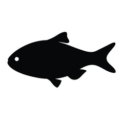 bolivian ram fish vector silhouette icon, black and white illustration of fish.