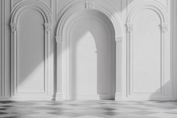 Obraz premium Sunlit White Archway Interior Design Elegant Room