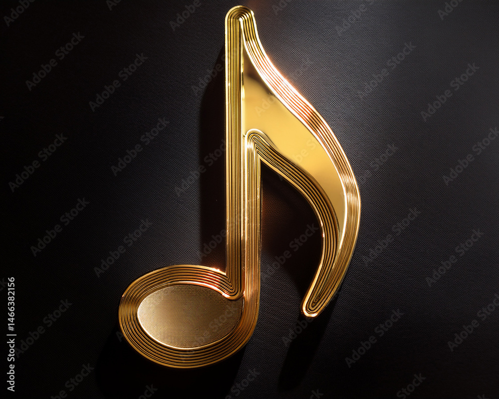 Fototapete a single golden musical note in three dimensions that represents the essence of melody and radiates 