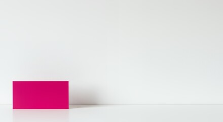 Minimalist Pink Block Against White Wall, Simple Studio Photography