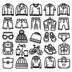 vector collection of clothing icon clipart in editable line style