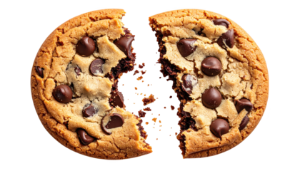 Closeup of a delicious chocolate chip cookie with bite missing, tempting treat