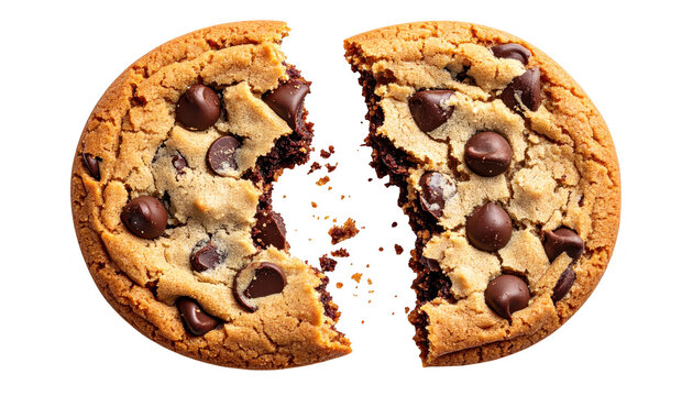 Closeup of a delicious chocolate chip cookie with bite missing, tempting treat