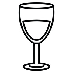 A simplistic outline of a wine glass is shown, partially filled with wine