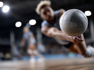 Athlete in action during a volleyball match