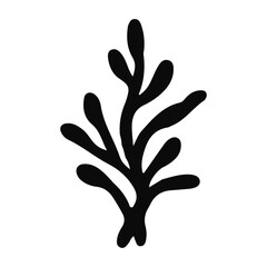 Obraz premium Vector Silhouette Collection of Marine Life: Various Fish, Dolphins, Sea Plants, and Bubbles, Black and White Illustration Set: Diverse Shapes of Fish, Dolphins, Algae, Air Bubbles in Vector Format