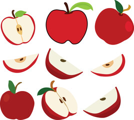 apple seamless pattern. apple set