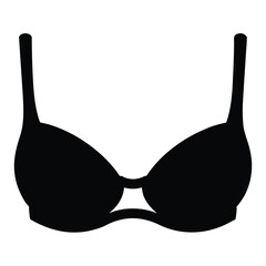 bra vector silhouette icon, black and white illustration of clothing.