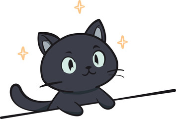 a cute black cat smiling 