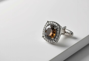 Octagonal citrine ring with ornate vintage silver band and intricate filigree design.
