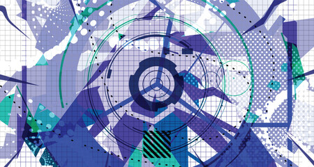 Culturing Colorful Futuristic Abstract Background Bold Wireframe Texture Elements and Modern Comic Style Shapes And Dynamic Effects and Icons Design