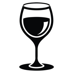 Black wine glass illustration on a white backdrop shows simple elegance and taste