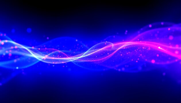 an intriguing juxtaposition of two scenes: one depicts a vibrant, digital abstract design in shades of blue and pink, with a wave like texture that resembles an electronic circuit or a flowing waterfa