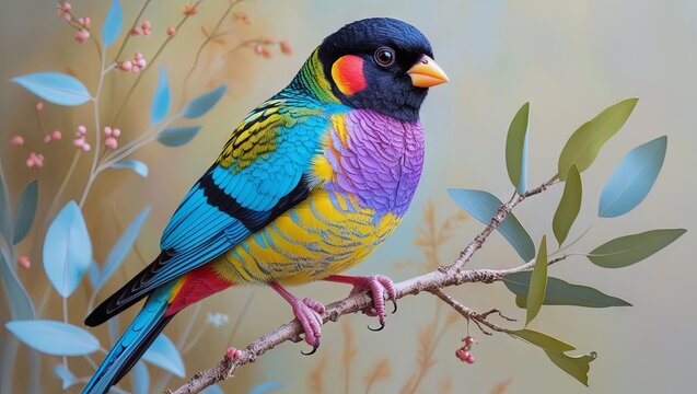 The Gouldian finch (Erythrura gouldiae), often referred to as the Lady Gouldian finch, Gould's finch, or rainbow finch, is a vibrant songbird native to Australia.
