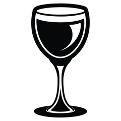A minimalistic black wine glass stands elegantly against a stark white backdrop in the image