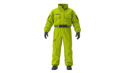 Stylish yellow rain suit with black belt, protection and fashion combined bright
