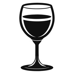Black silhouette of a glass partly filled with liquid, showcasing simple elegance and form
