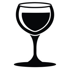 Simple black and white silhouette depicts a glass partially filled with liquid